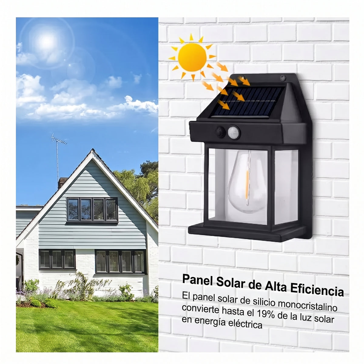 FOCO SOLAR LUZ CALIDA PARED