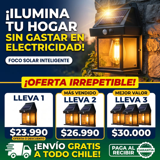 FOCO SOLAR LUZ CALIDA PARED