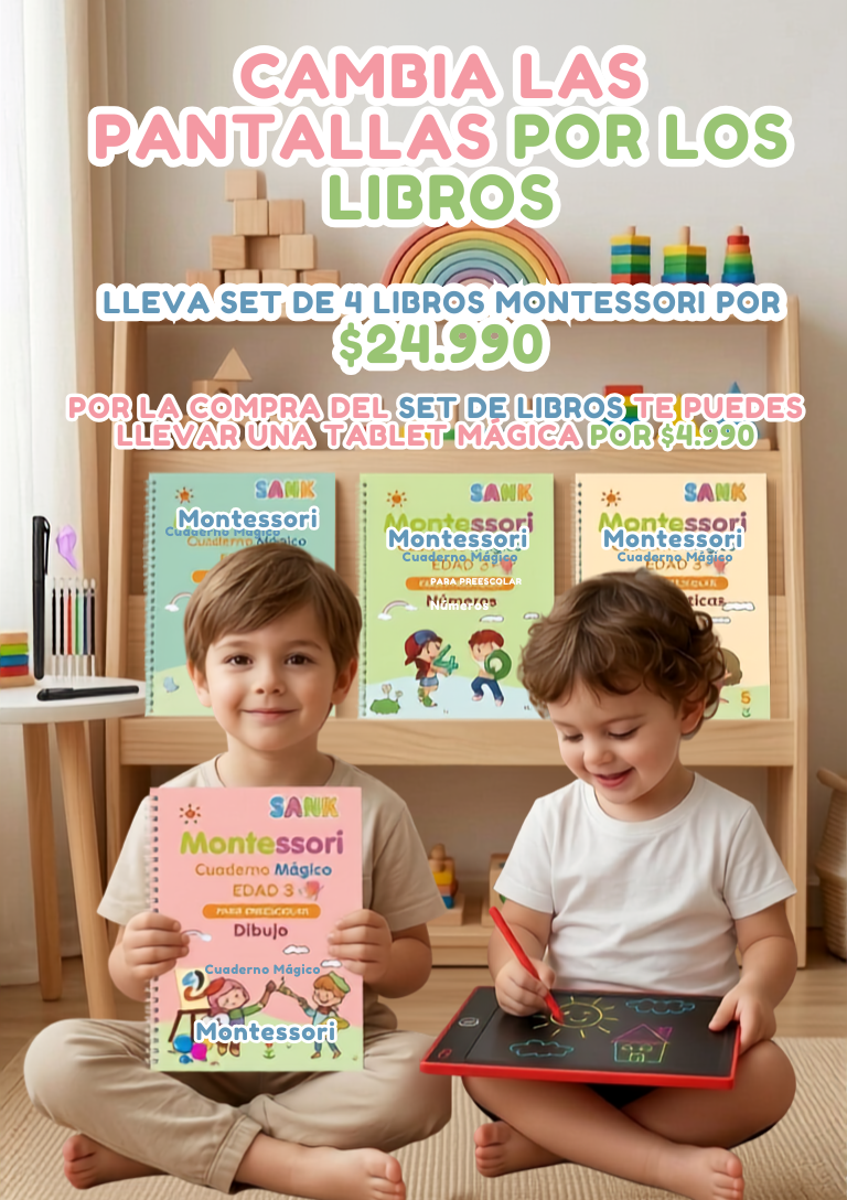Set de 4 cuadernos Mágicos Montessori 🔥 OFERTA CYBER 🔥